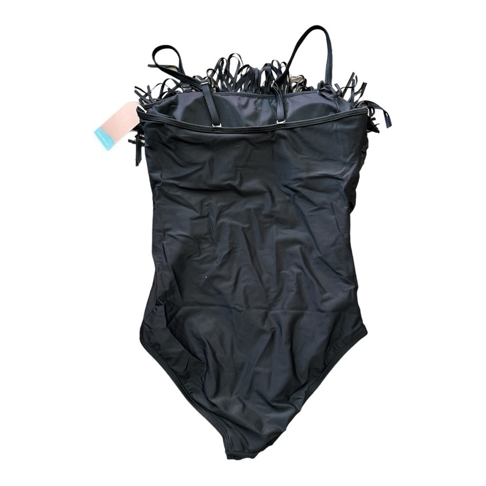 Smismivo Swimsuit Solid Black Fringe Women’s Size Medium Removable Straps NWT - Picture 7 of 9
